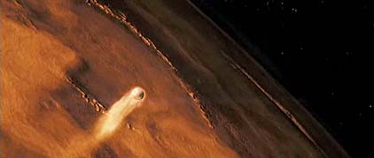 Space probe entering Mars' atmosphere